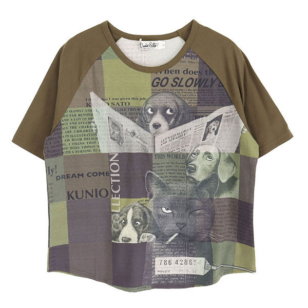 [미사용품]KUNIO SATO  코튼 반팔 티셔츠(SIZE : WOMEN XL)