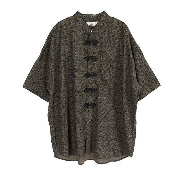 CHIAMARE  100% 실크 반팔 패턴 셔츠(SIZE : MEN XL)