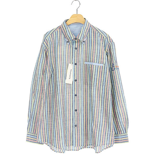 [미사용품]PIA SPORTS  코튼 린넨 스트라이프 셔츠 (새제품가 28만원상당)(SIZE : MEN L)